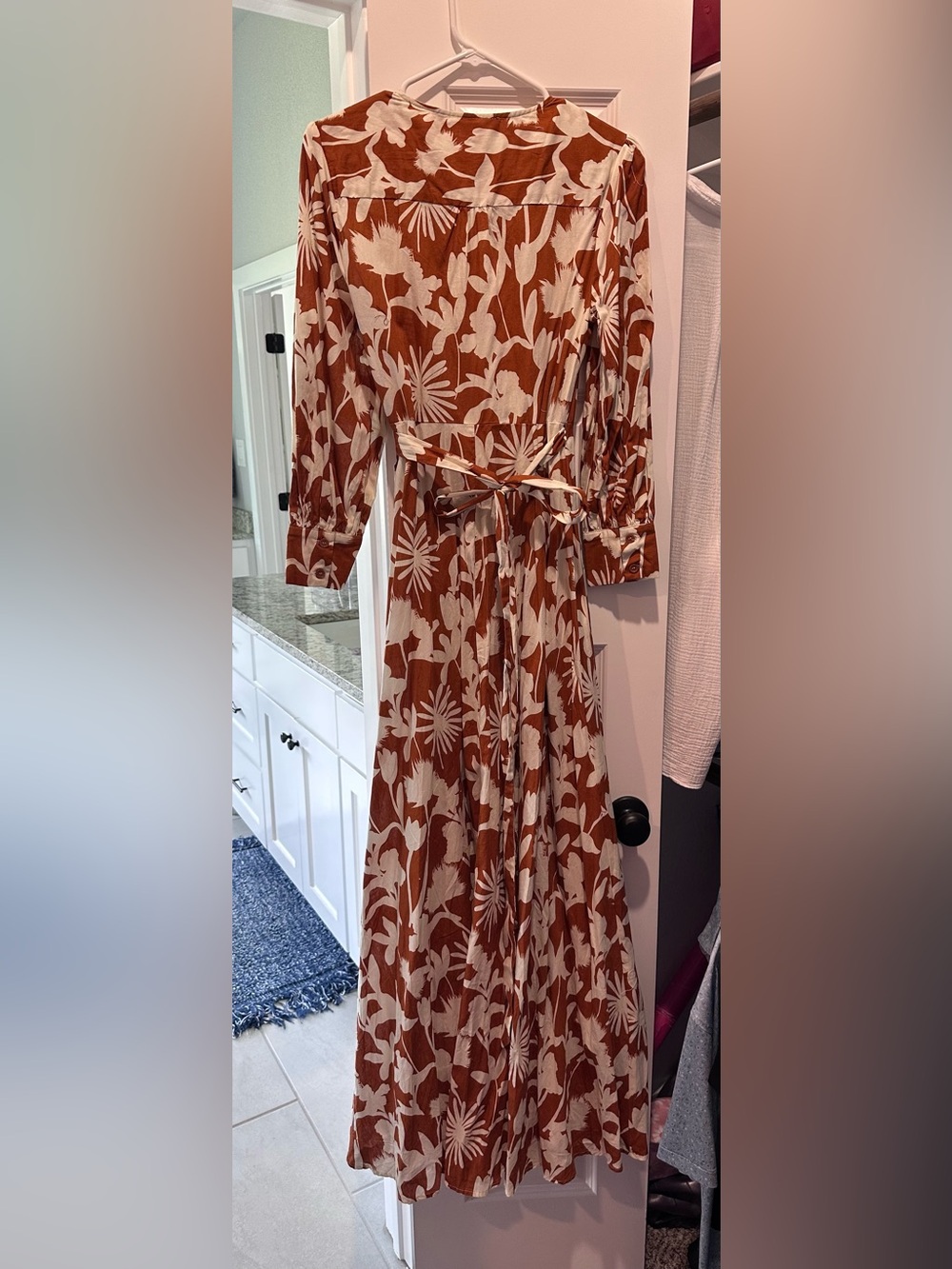 Aakaa Rust & White Floral Wrap Maxi Dress - Picture 3 of 5